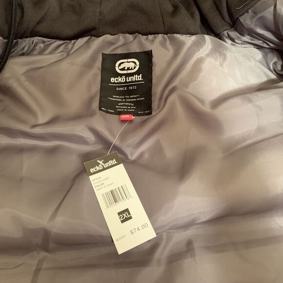 mens 2XL ecko unltd winter vest with hood grey - Picture 4 of 7